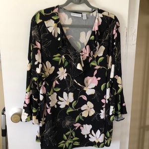 Floral top, black background